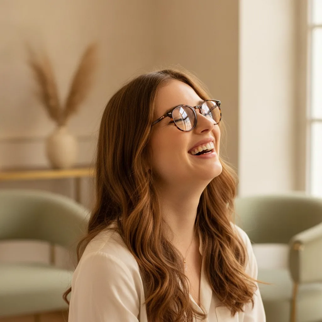 Jeune femme portant des lunettes devant un écran d'ordinateur