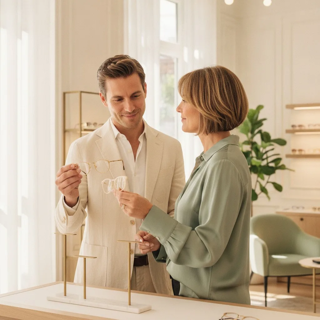 Un opticien Lunéoo conseille une cliente en boutique